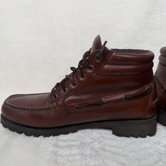 G.H. Bass Caratunk Leather Boat Boots Vibram Lug Sole Moc Toe Brown Size 13M main image 8